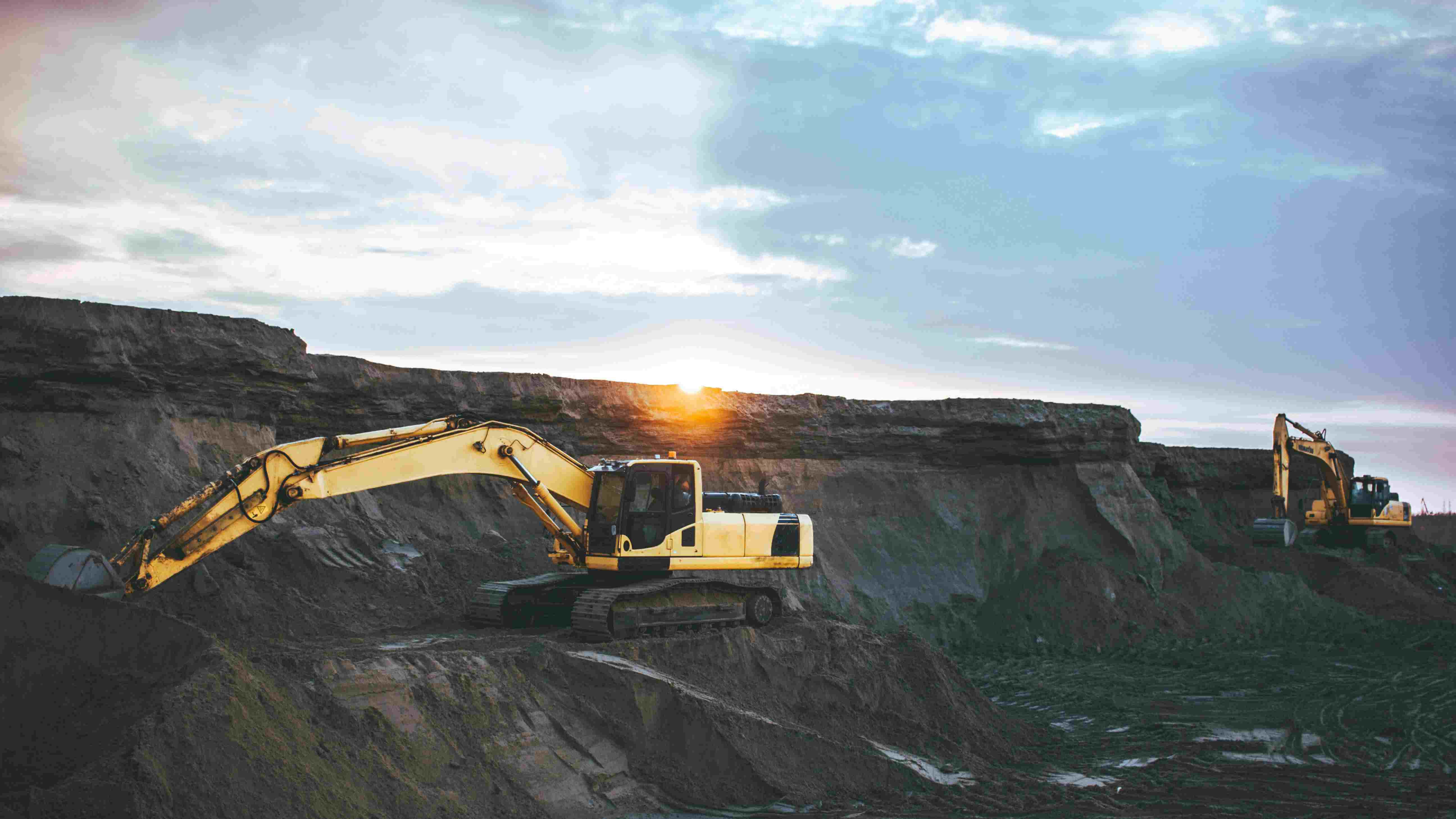 Mining operations at dusk